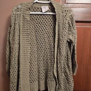 Old Navy Khaki Open-Knit Cardigan